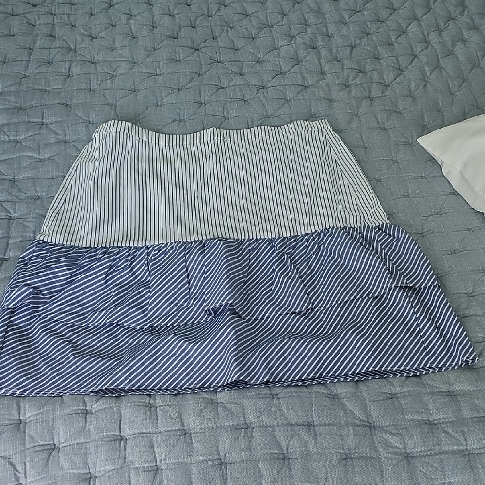 J. Crew Navy and White Striped A-Line Skirt